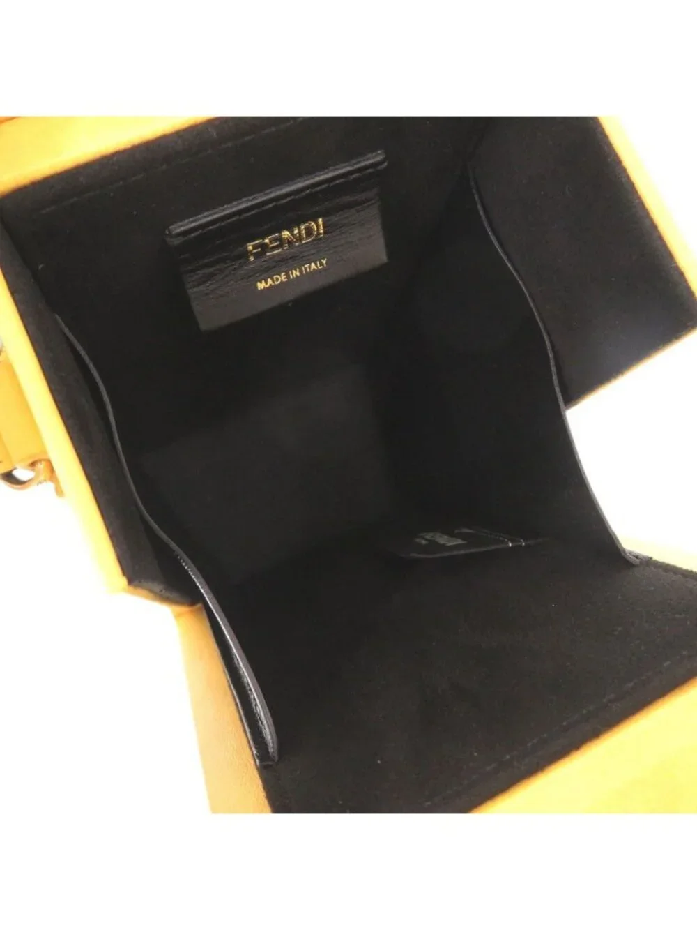 Fendi Vertical Box Leather Yellow Shoulder Bag